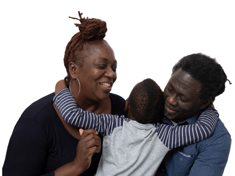 Adopter Azumah with her family